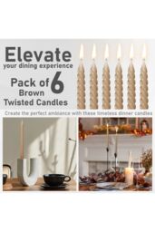 Deco Express 6 Hours Twisted Candles Pack of 6 in Brown - thumbnail 4