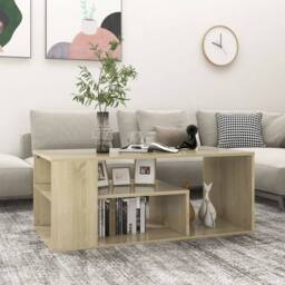Berkfield Home Modern Coffee Table Sonoma Oak 100x50x40 cm Engineered Wood in Natural - Size: 100 x 50 x 40 cm - thumbnail 2
