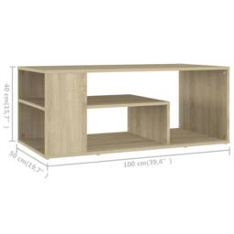 Berkfield Home Modern Coffee Table Sonoma Oak 100x50x40 cm Engineered Wood in Natural - Size: 100 x 50 x 40 cm - thumbnail 6