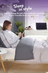 Slumberdown Back to Uni Embossed Waffle 10.5 Duvet, 2 Medium Pillows in Grey - Size: Double - thumbnail 5