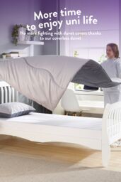 Slumberdown Back to Uni Embossed Waffle 10.5 Duvet, 2 Medium Pillows in Grey - Size: Double - thumbnail 4