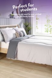 Slumberdown Back to Uni Embossed Waffle 10.5 Duvet, 2 Medium Pillows in Grey - Size: Double - thumbnail 3
