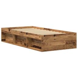 Berkfield Home Bed Frame without Mattress Old Wood 75x190 cm Engineered Wood in Brown - thumbnail 4