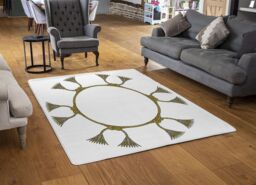 Benjamin Tate Design Ancient Egyptian Lotus Motifs Rug in Natural - Size: Large - thumbnail 2