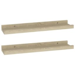Berkfield Home Wall Shelves 2 pcs Sonoma Oak 40x9x3 cm in Brown - Size: 40 x 9 x 3 cm - thumbnail 2