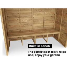 Dunster House Wooden Garden Arbour With Pent Roof, W1.8m x D1.2m / W6' x D4' in Brown - thumbnail 4