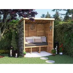 Dunster House Wooden Garden Arbour With Pent Roof, W1.8m x D1.2m / W6' x D4' in Brown - thumbnail 2