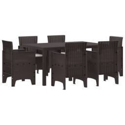 Berkfield Home 7 Piece Garden Dining Set with Cushions Brown Poly Rattan - thumbnail 2