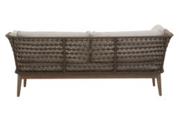 Orsina Three Seat Sofa, Rattan Outdoor Sofa, Long Lasting Rattan Lounge Sofa for Living Room with Grey Cushioning in Cream - thumbnail 2