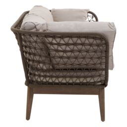 Orsina Three Seat Sofa, Rattan Outdoor Sofa, Long Lasting Rattan Lounge Sofa for Living Room with Grey Cushioning in Cream - thumbnail 3