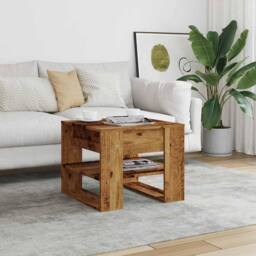 Berkfield Home Durable Coffee Table Old Wood 55.5x55x45 cm Engineered Wood in Brown - thumbnail 1