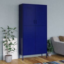 Berkfield Home Wardrobe Navy Blue 90x50x180 cm Steel - Size: 90 x 50 x 180 cm
