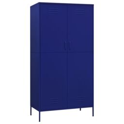 Berkfield Home Wardrobe Navy Blue 90x50x180 cm Steel - Size: 90 x 50 x 180 cm - thumbnail 2