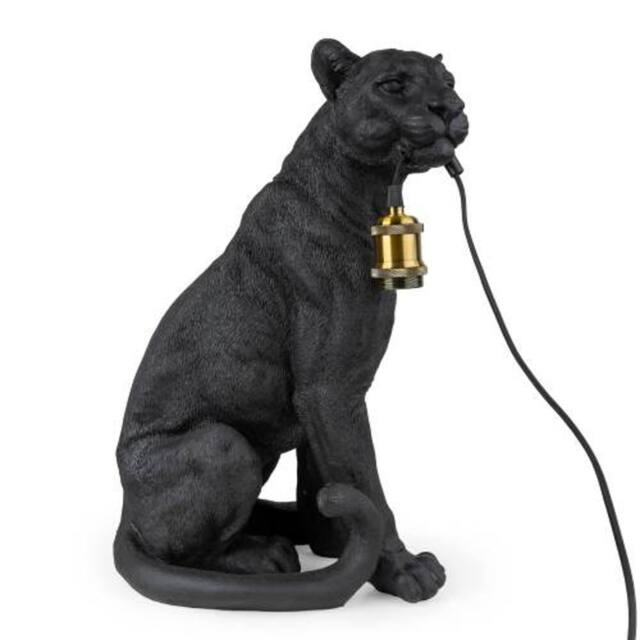 Madison & Mayfair Black Leopard Resin Lamp Base - image 1