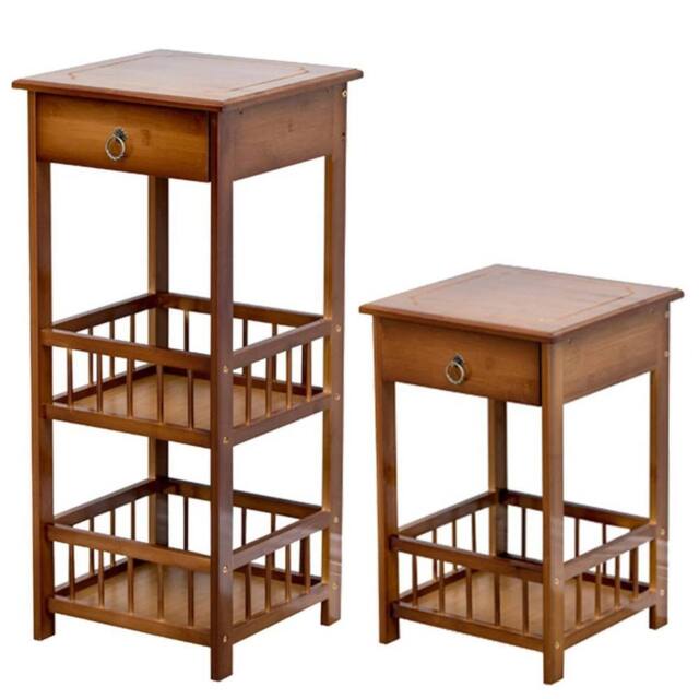 SPETLEK Bamboo Bedside Table with Drawer & Storage Shelf Sofa in Brown - Size: 0.6m2 - image 1