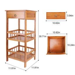 SPETLEK Bamboo Bedside Table with Drawer & Storage Shelf Sofa in Brown - Size: 0.6m2 - thumbnail 4