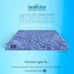 Bedzonline 15 CM Waterproof Memory Foam Mattress - 2FT6 Small Single in Blue - thumbnail 2