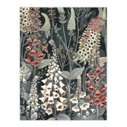 "Artery8 Dark Foxglove Forest Flowers Artwork Grey Floral Wall Art Print in Blue - Size: W24"" x H32""" - thumbnail 1