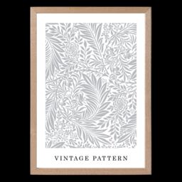 ARTZE Vintage William Morris Larkspur in Grey & White Art Print / Oak Frame / SIZE: A4 - Size: A3 - thumbnail 2