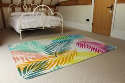 Benjamin Tate Design Multi Coloured Tropical Leaves Rug in Natural - Size: Large - thumbnail 3