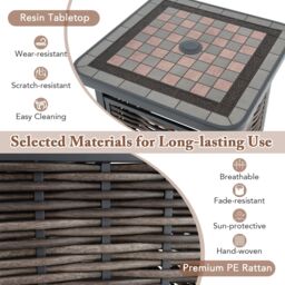 Costway 55cm Outdoor PE Rattan Side Table All Weather Patio Square End Table in Brown - thumbnail 5