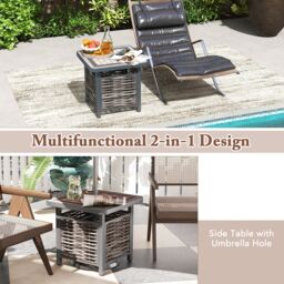 Costway 55cm Outdoor PE Rattan Side Table All Weather Patio Square End Table in Brown - thumbnail 3