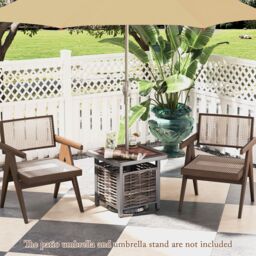 Costway 55cm Outdoor PE Rattan Side Table All Weather Patio Square End Table in Brown - thumbnail 9