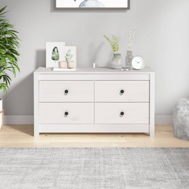 Berkfield Home Side Cabinet White 100x40x54 cm Solid Wood Pine - Size: 100 x 40 x 54 cm - image 1