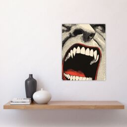 "Artery8 Vampire Teeth Mouth Close Up Pop Art Horror Wall Art Print in Grey - Size: W24"" x H32""" - thumbnail 4