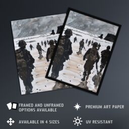 "Artery8 D Day Landing Normandy Beach WWII War Soldiers Wall Art Print in Grey - Size: W12"" x H16""" - thumbnail 2