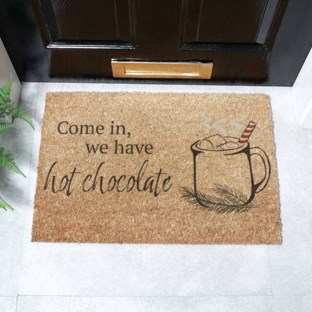 Artsy Mats Come In, We Have Hot Chocolate Coir Doormat (60 x 40cm) in Brown - Size: 40 x 60 cm - image 1