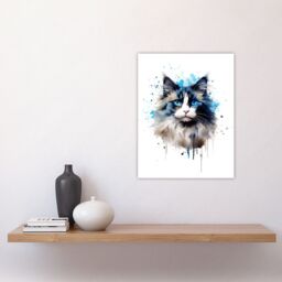 "Artery8 Wall Art Print Ragdoll Cat Lovers Gift Watercolour Pet Portrait Painting Artwork Poster - Size: W24"" x H32""" - thumbnail 4