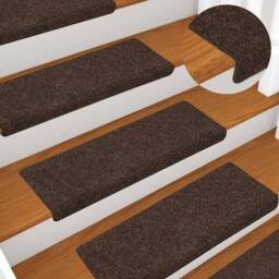 Berkfield Home Stair Mats 15 pcs Needle Punch 65x21x4 cm Brown - Size: Medium - thumbnail 6