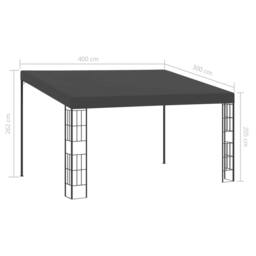 Berkfield Home Wall-mounted Gazebo 3x4 m Anthracite Fabric in Black - thumbnail 5