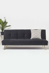 Homescapes Laurie Velvet Click Clack Sofa Bed in Black - thumbnail 2