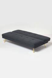 Homescapes Laurie Velvet Click Clack Sofa Bed in Black - thumbnail 3
