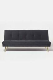 Homescapes Laurie Velvet Click Clack Sofa Bed in Black - thumbnail 1