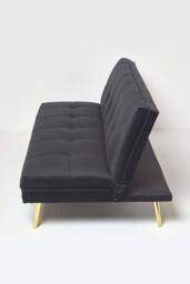 Homescapes Laurie Velvet Click Clack Sofa Bed in Black - thumbnail 4