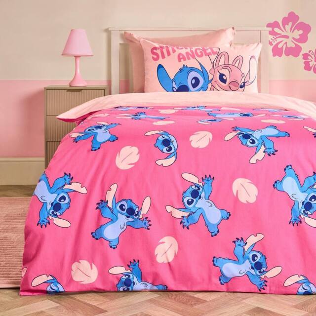 OHS Stitch Cotton Blend Bedding Set Duvet Cover with Pillowcase in Pink - Size: Single - image 1