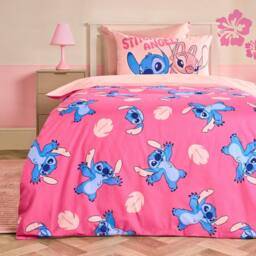 OHS Stitch Cotton Blend Bedding Set Duvet Cover with Pillowcase in Pink - Size: Single - thumbnail 1