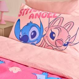 OHS Stitch Cotton Blend Bedding Set Duvet Cover with Pillowcase in Pink - Size: Single - thumbnail 2