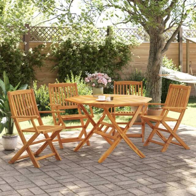 Berkfield Home 5 Piece Folding Garden Dining Set Solid Wood Acacia in Brown - image 1