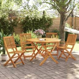 Berkfield Home 5 Piece Folding Garden Dining Set Solid Wood Acacia in Brown - thumbnail 1