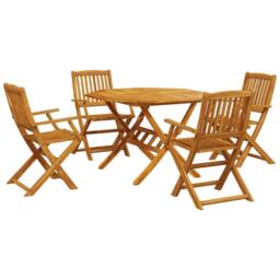 Berkfield Home 5 Piece Folding Garden Dining Set Solid Wood Acacia in Brown - thumbnail 2