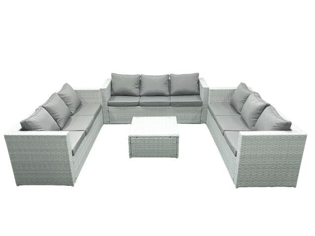 Fimous Rattan Garden Outdoor Furniture Set 9 Seater Rattan Garden Sofa Set Light Grey Mixed - image 1