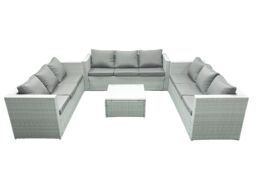 Fimous Rattan Garden Outdoor Furniture Set 9 Seater Rattan Garden Sofa Set Light Grey Mixed - thumbnail 2