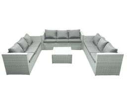 Fimous Rattan Garden Outdoor Furniture Set 9 Seater Rattan Garden Sofa Set Light Grey Mixed - thumbnail 1