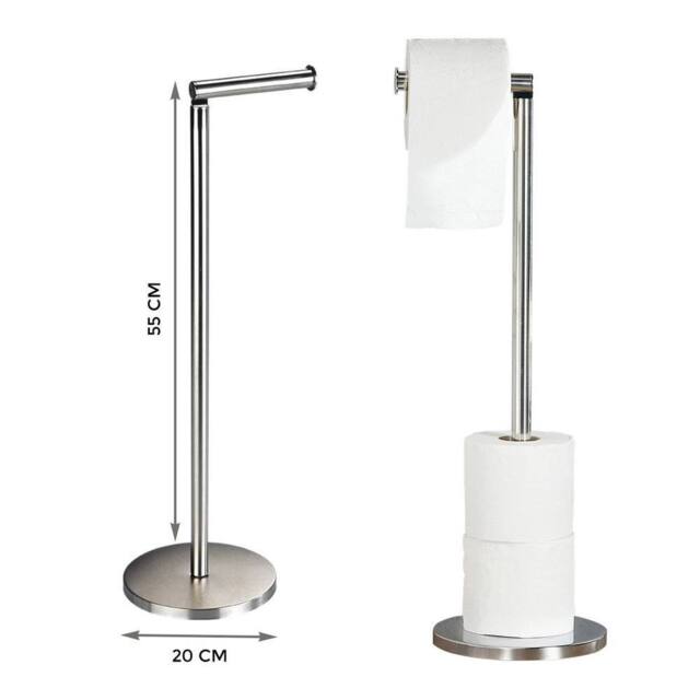 FLAVORA 1 X Free Standing Toilet Paper Holder in Silver - Size: 180 cm width x 180 cm drop - image 1