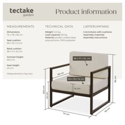 tectake Garden Chair Comosa in Brown - Size: 2 Seater - thumbnail 6