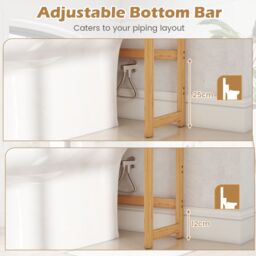 Gymax Over the Toilet Storage Rack 3-Tier Bamboo Bathroom Organizer-Natural in Light Khaki - thumbnail 9